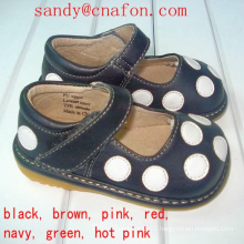 Black with White Polka Dots Shoes Genuine Leather Inner